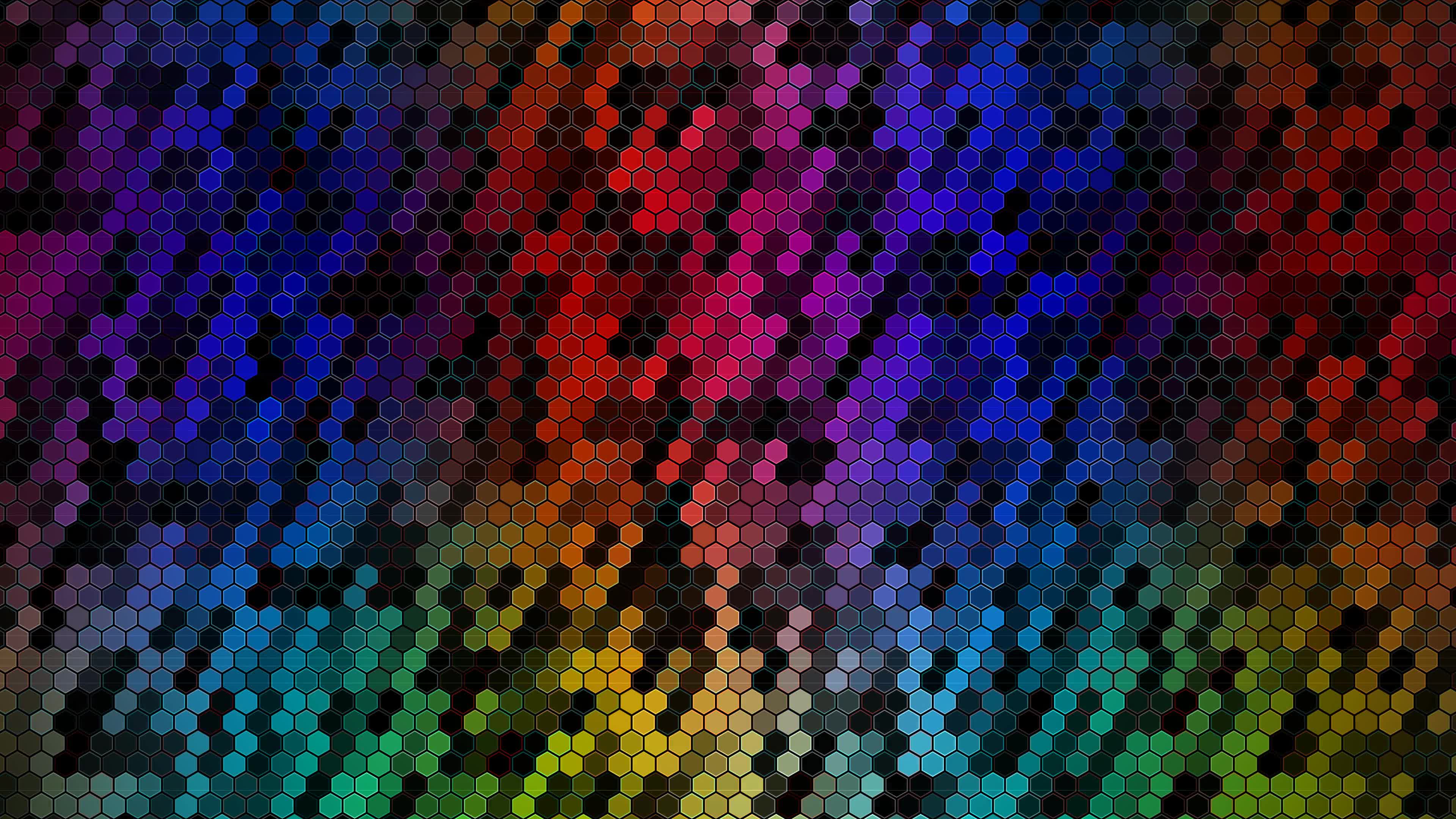 Dark Holographic Glitch Hex Grid