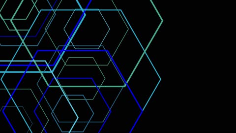 Floating Glowing Blue Hexagon Outlines