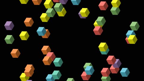 Orbiting Glowing Cubes in Isometric