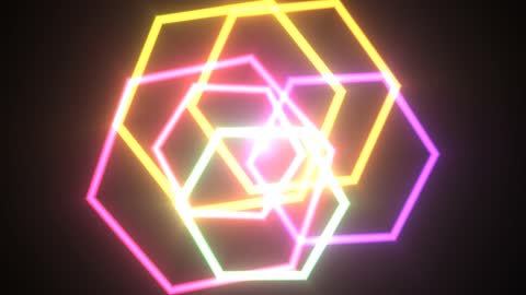 Orbiting Neon Geometry Bloom Horizontal