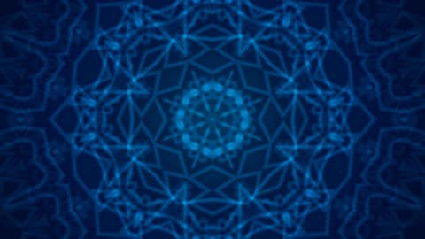Symmetric Azure Geometric Kaleidoscope Horizontal