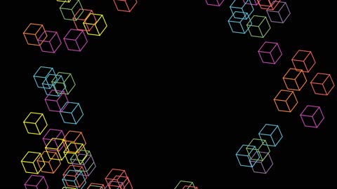 Exploding Glowing Rainbow Cubes in